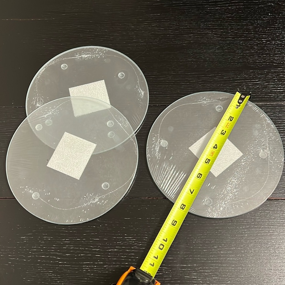 3 Clear (with slight texture), Round 8" Glass Cutting Board